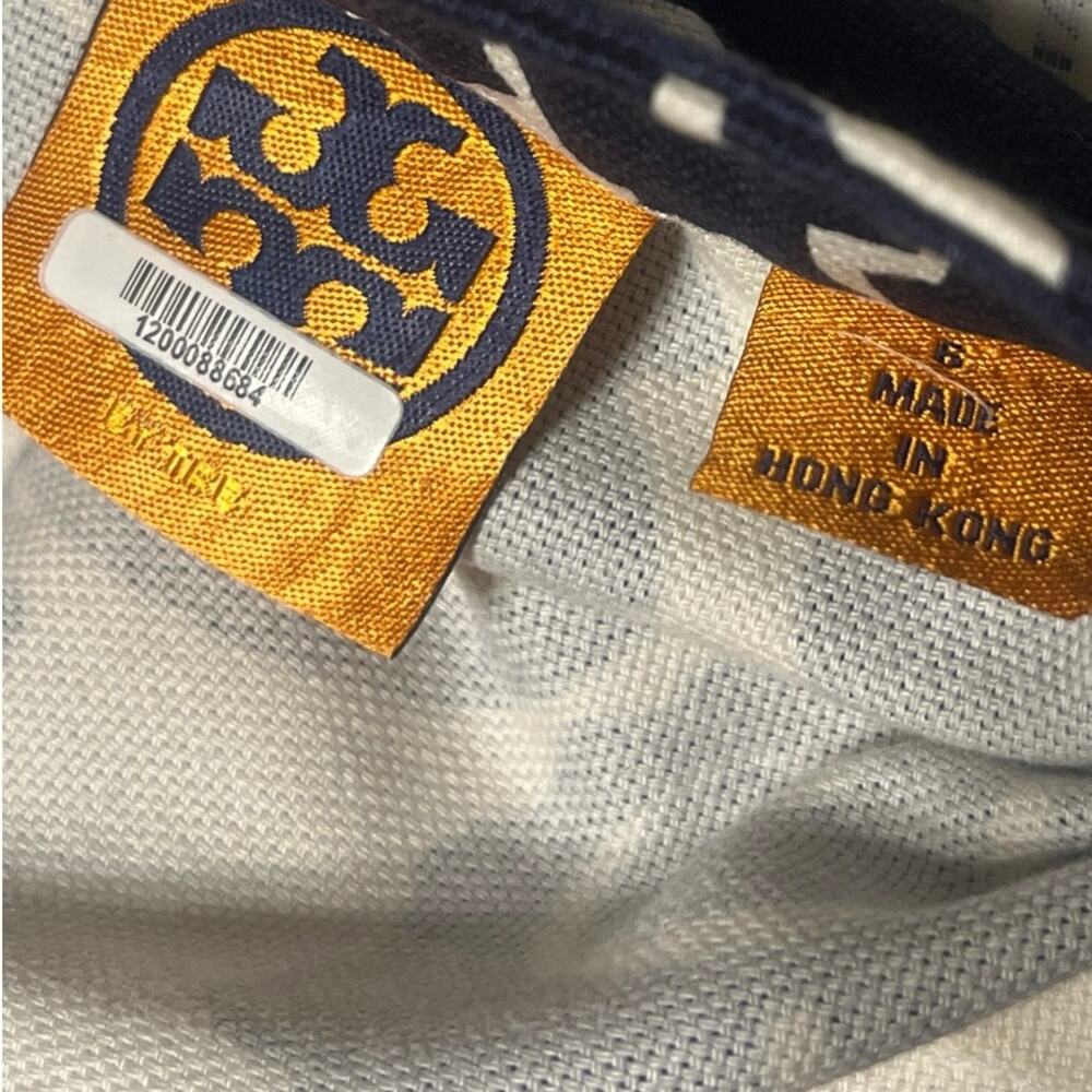 TORY BURCH PENCIL SKIRT SLITS PRINTED TWILL WALLPAPER FLORAL NAVY CREAM SZ US 6 - Picture 6 of 10